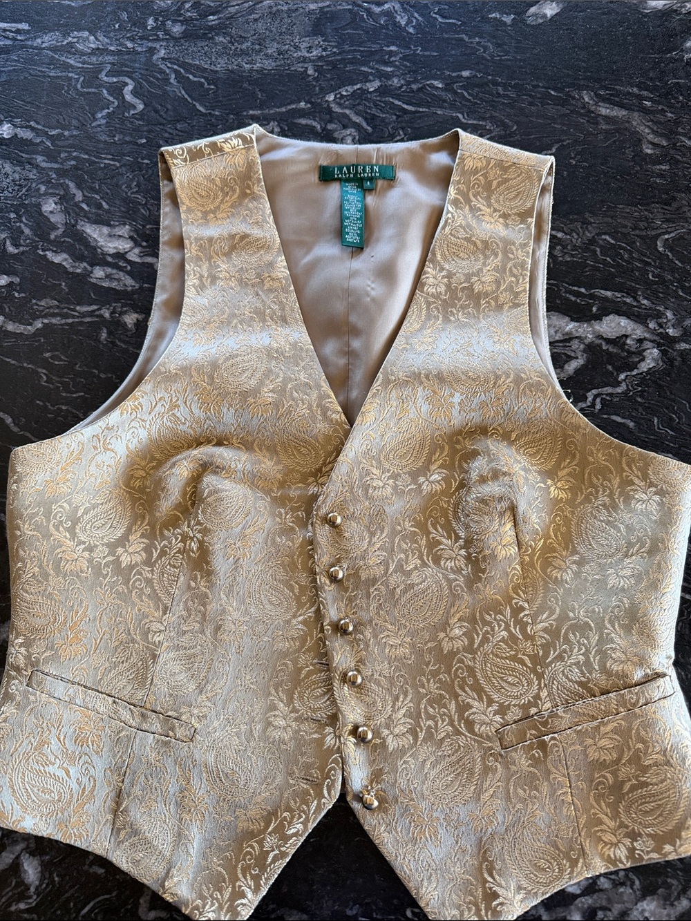Lauren Ralph Lauren Gold Paisley Jacquard women's Dress Vest
